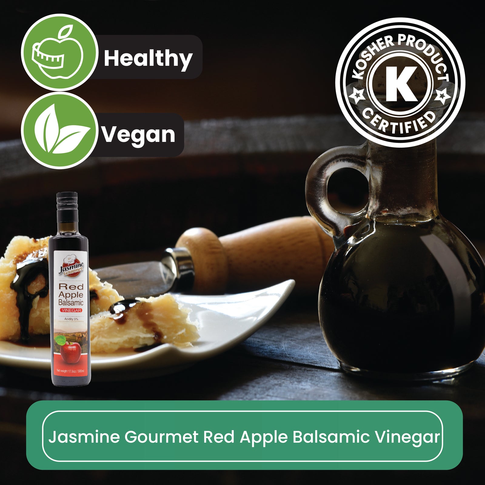 Jasmine Gourmet Red Apple Balsamic Vinegar Acidity 5%
