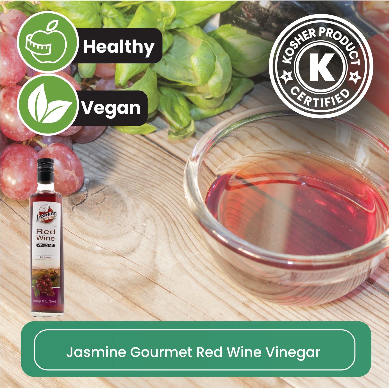 Jasmine Gourmet Red Wine Vinegar Acidity 6%